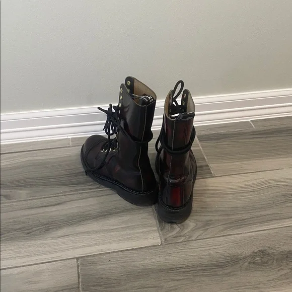 Dr. Martens they are * Grinders *Burgundy and Black Combat Boots - Picture 2 of 5